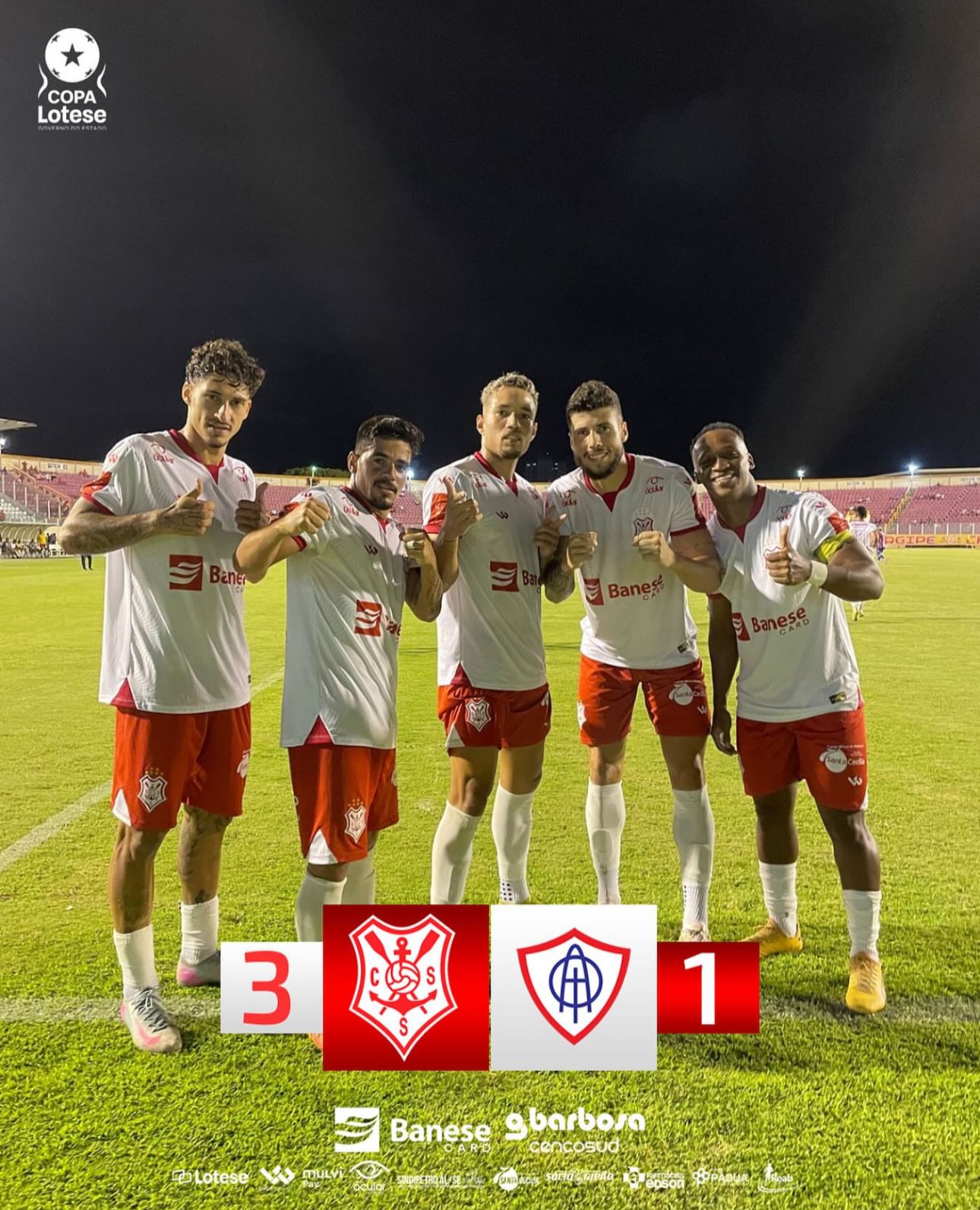 Em noite de virada, Sergipe vence o Clássico contra o Itabaina e consolida liderança  no seu grupo.